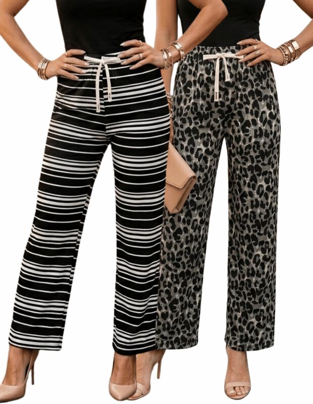 Set De Dos Pantalones De Mujer De Corte Ancho M... image number null