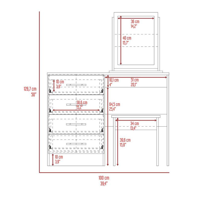 Mueble Tocador Wesley Beige Y Blanco Virtual Mu... image number null
