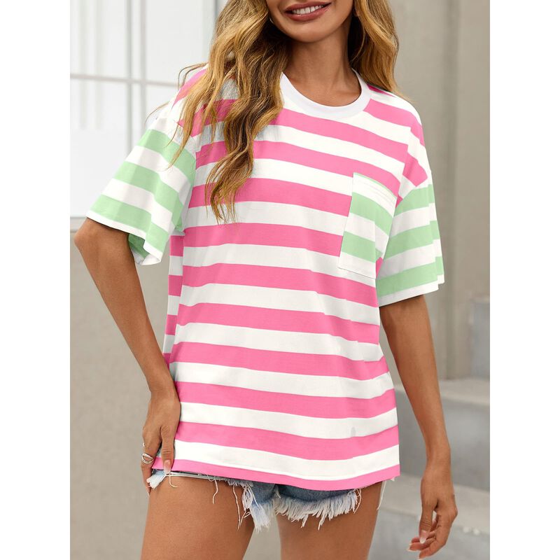 Camiseta Tankaneo Oversized Rayas y Bloques de ... image number null