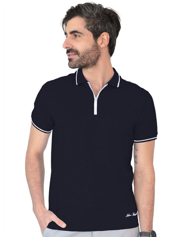 Playera Casual Cuello Con Cierre Hombre Negro R... image number null