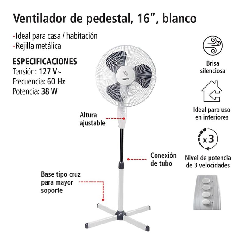 Ventilador Pedestal Iusa 16" Bx 38w image number null