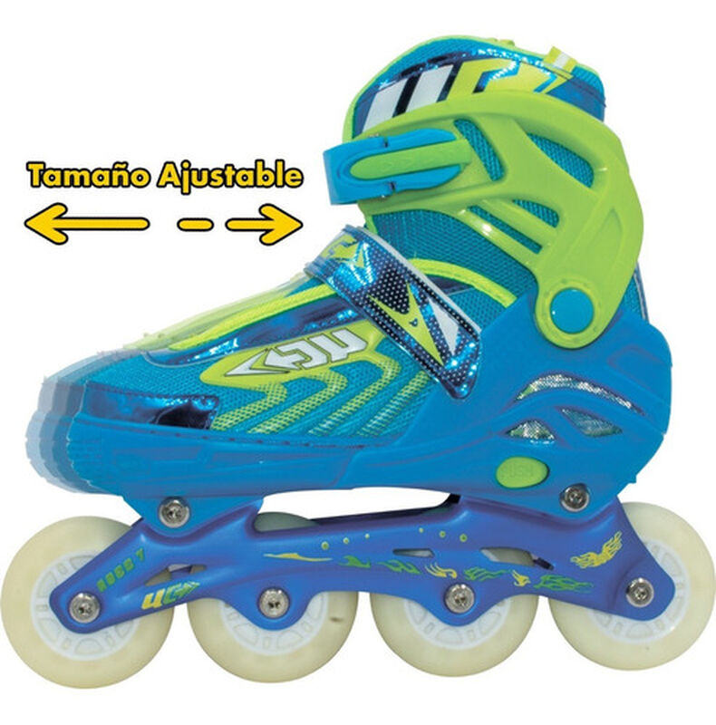 Patines En Linea Pro Azul Ni&ntilde;os Luz Led + Equip... image number null