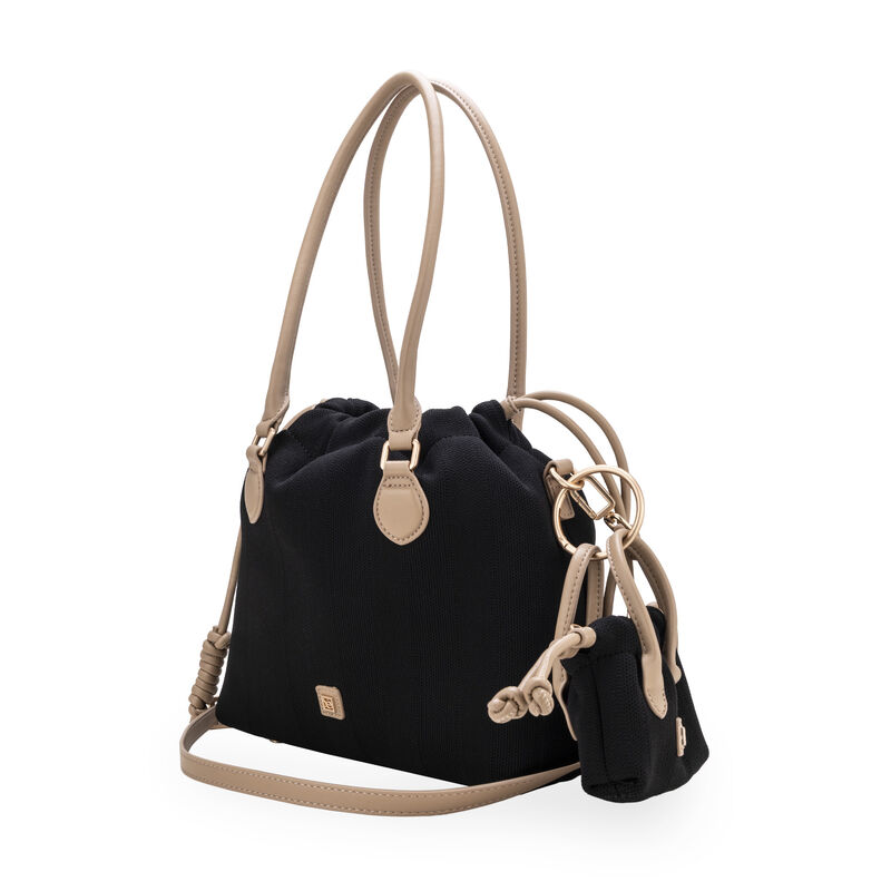 Bolsa Tote Textil Con Charm De Mini Bolsa Color... image number null