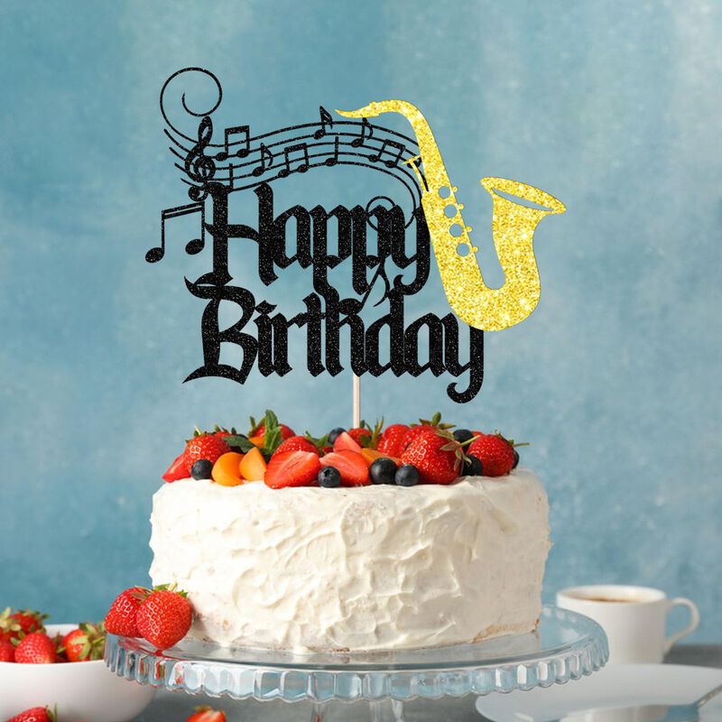 Adorno Para Pastel De Saxof&oacute;n &iexcl;feliz Cumplea&ntilde;os... image number null