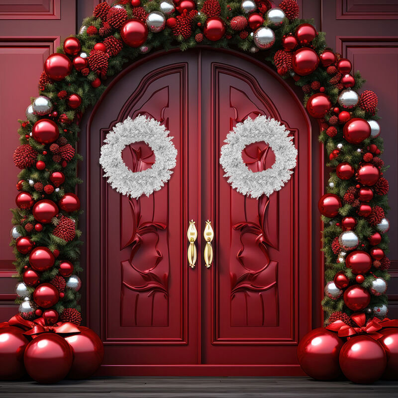 CORONA NAVIDE&Ntilde;A BLANCA PINO ADORNO ARTIFICIAL 5... image number null