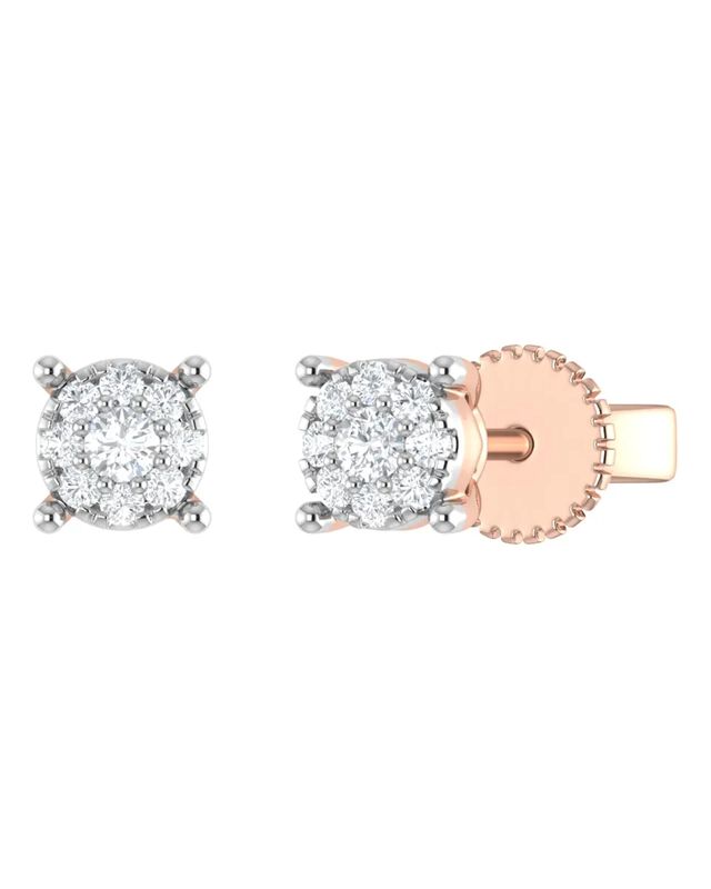 Broqueles De Oro Rosa 14k Con 14pts De Diamante image number null
