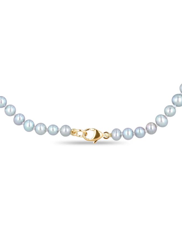 Collar De Oro Amarillo 14k Con Perlas Grises (4... image number null