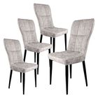 Juego Set 4 Sillas Comedor Altas Vinipiel Modernas Tapizadas Gris