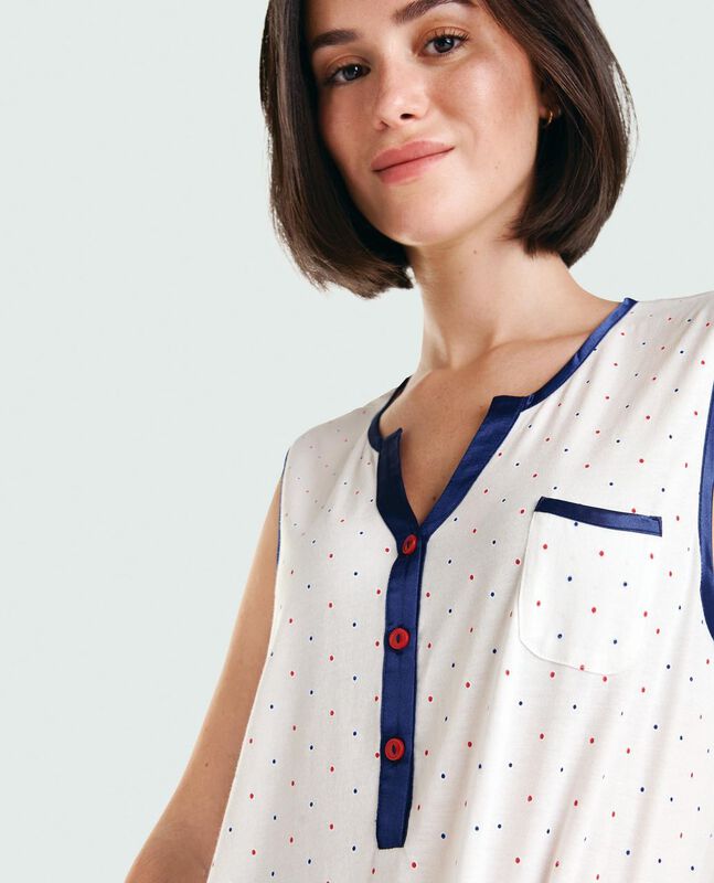 Camis&oacute;n Sin Mangas con Estampado de Topitos Mar... image number null