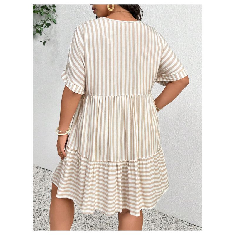 Vestido Soly Hux Talla Grande Rayas Volantes Ba... image number null