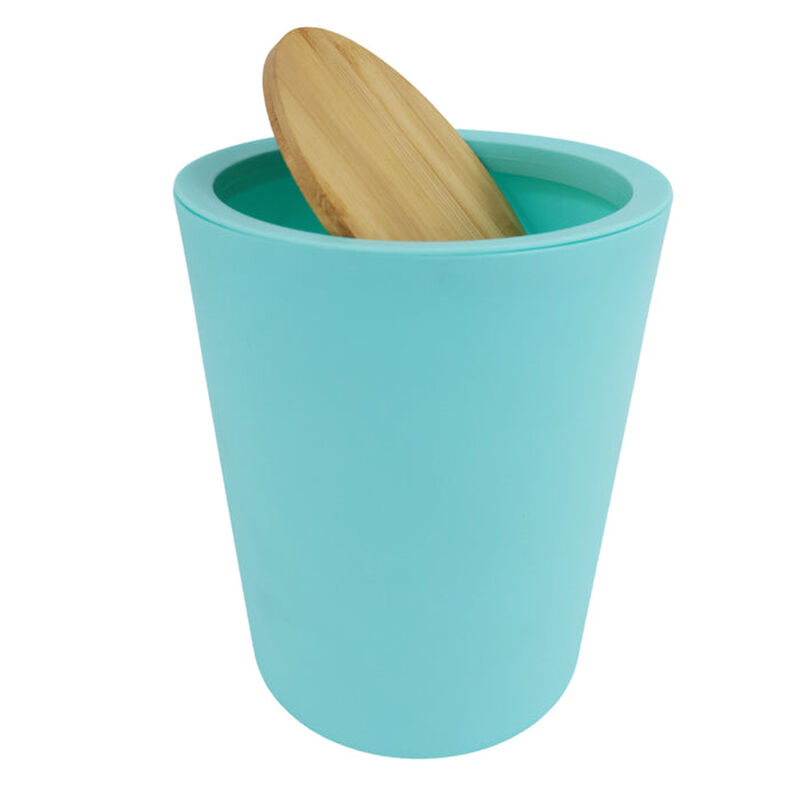 Bote de Basura Verde con Tapa de Bamb&uacute; image number null