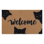 Felpudo Arttown 43x76 Cm Gato Negro Bienvenido