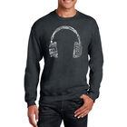 Sudadera De Cuello Redondo Word Art Para Hombre - Aud&iacute;fonos de M&uacute;sica e Idiomas - Gris