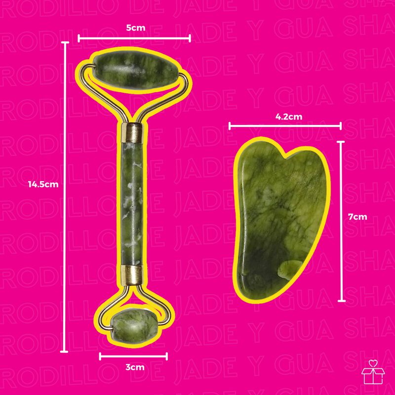 Rodillo Masaje Facial de Jade Y Gua Sha Espátul... image number null