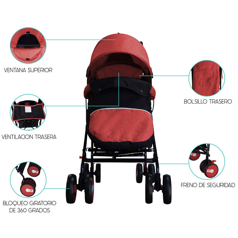 Carriola Plegable con Cubre-pies Aquila Rojo Ha... image number null