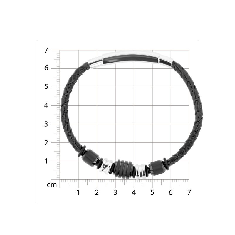 Pulsera De Acero Y Piel Negra Para Caballero image number null
