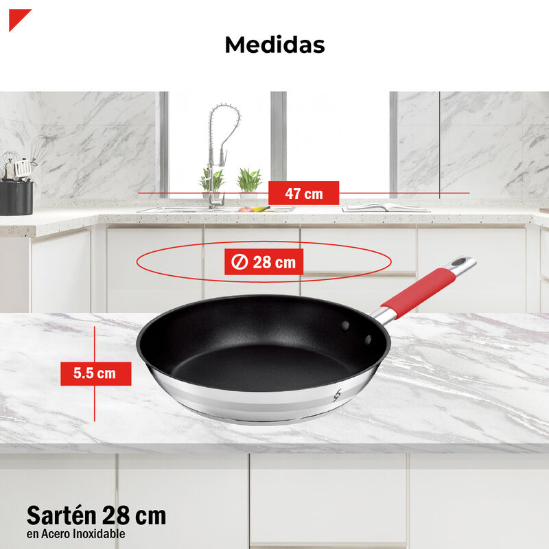 Bogner Sart&eacute;n De Acero Inoxidable 28 Cm Bfp28 image number null