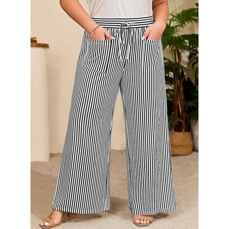 Pantalones Eytino Plus Size Rayas Cordon Casual image number null