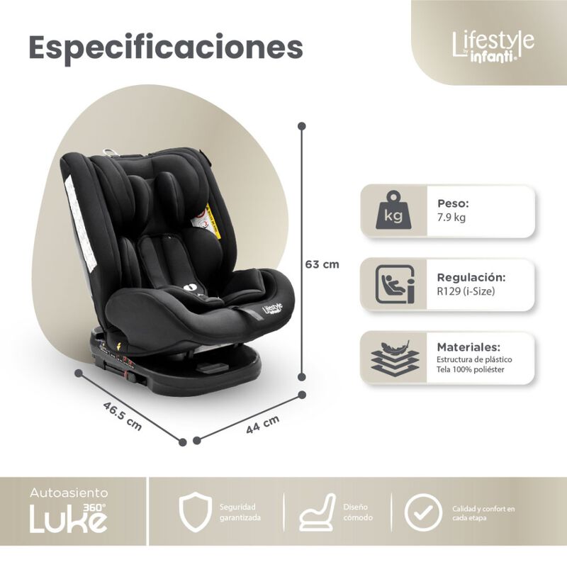 Autoasiento Evolutivo Luke Negro Con Sistema IS... image number null