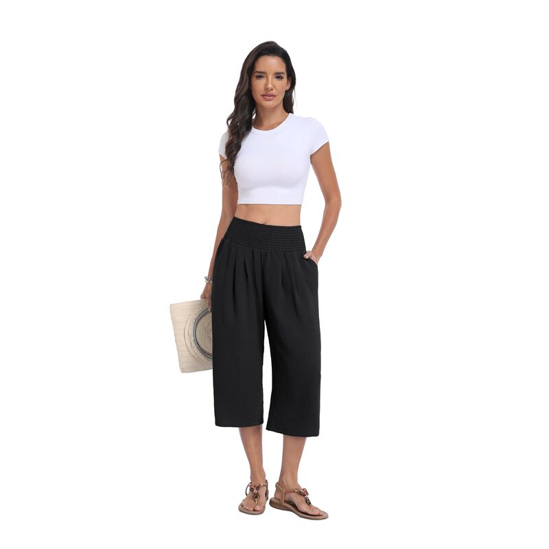 Pantalones Lepunuo Capri de Pierna Ancha con Bo... image number null
