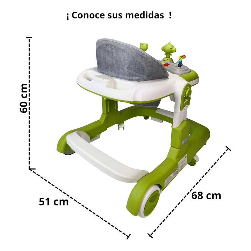 Andadera Caminadora Verde 2 En 1 Con Luz Y Soni... image number null