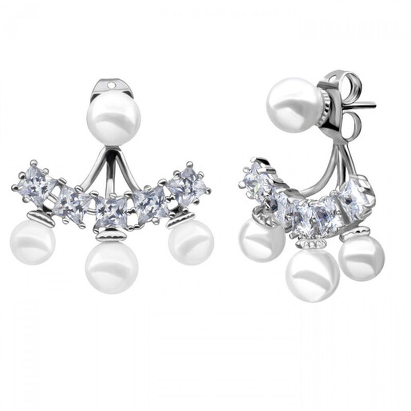 Aretes en Baño de Oro Blanco de 18K de Abanico ... image number null