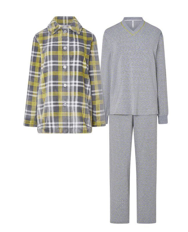 Conjunto de Pijamas de Tres Piezas Gris image number null