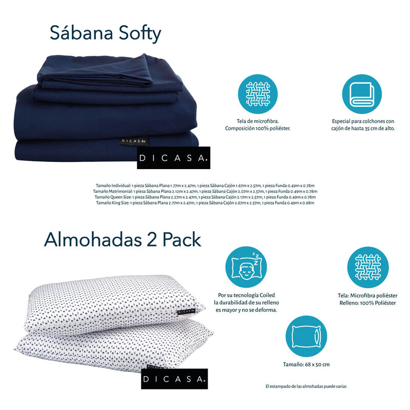 Colch&oacute;n Queen Size Spring Air Omega+S&aacute;banas Sof... image number null