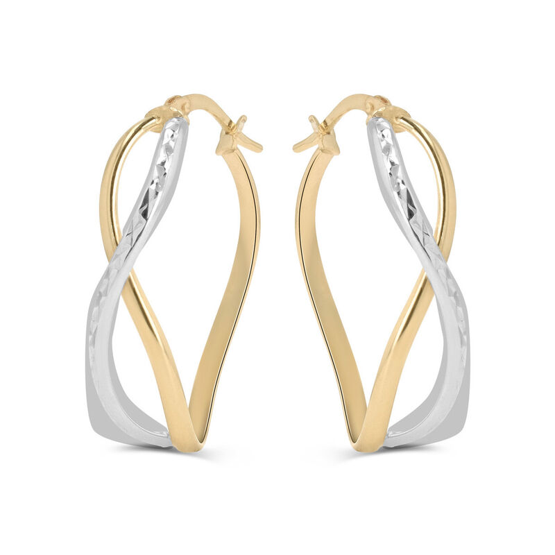 Arracadas Bicolor Diamantado Oro 10k 25x17mm | ... image number null