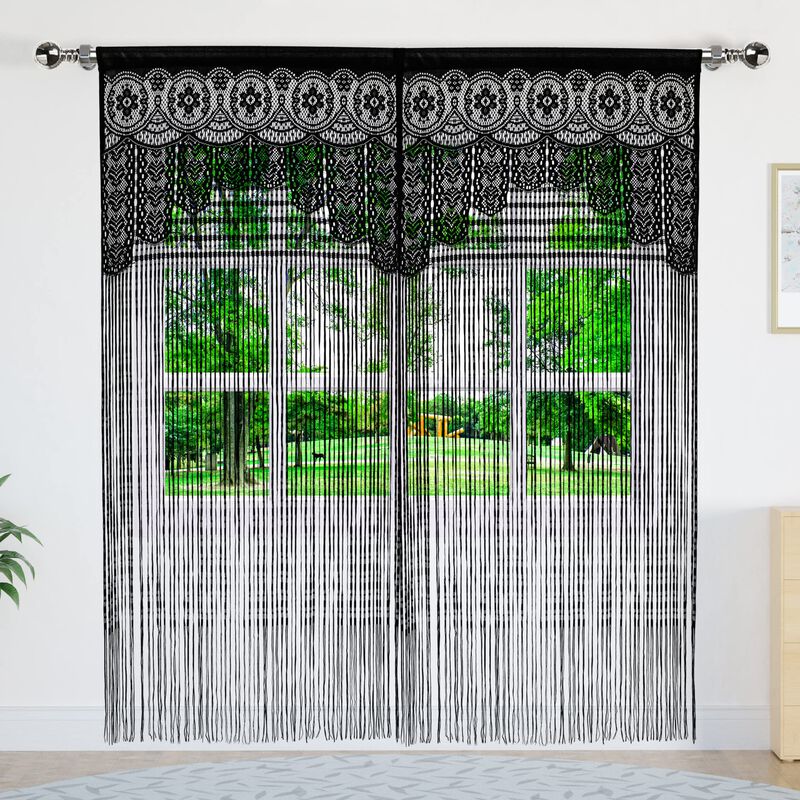 Cortina De Hilo Yaoyue, Encaje Macram&eacute;, 90 X 20... image number null
