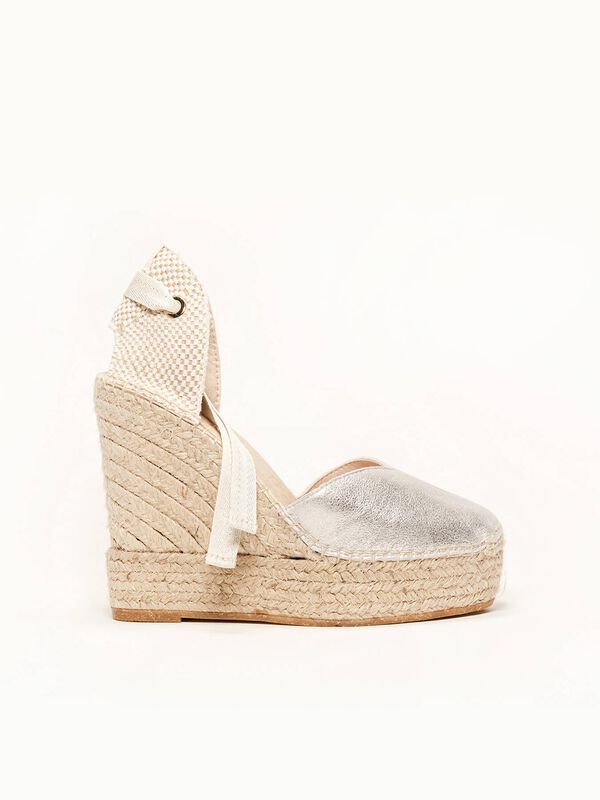 Alpargata Cu&ntilde;a Alta 12cm Plata Romero image number null
