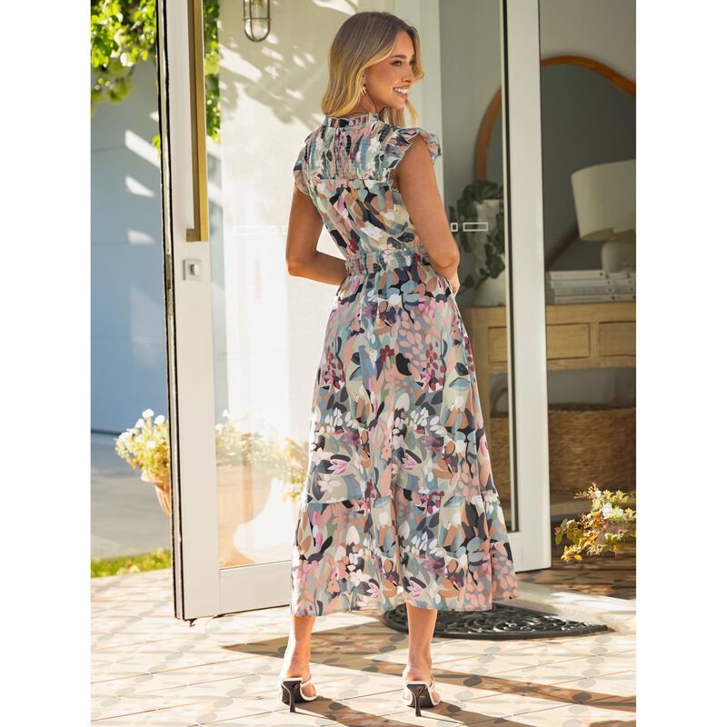 Vestido Maxi Floral Simplee Con Manga Cap - Ver... image number null