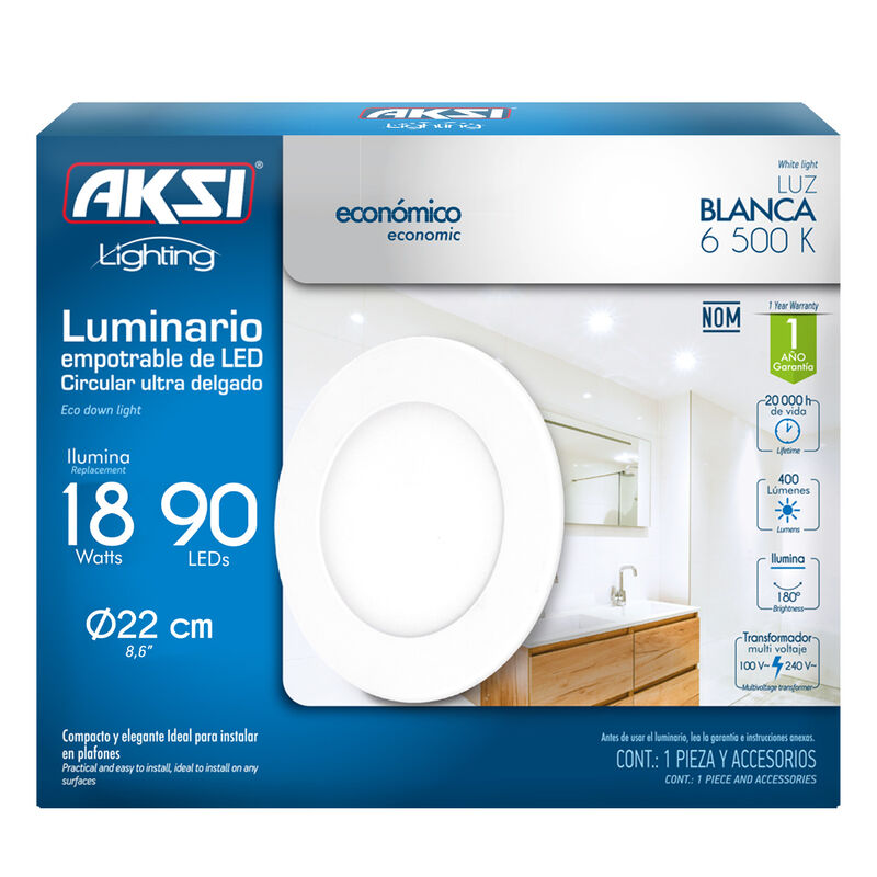 Pack de 6luminarios LED Aksi 18W Empotrable Cir... image number null