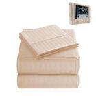 Juego de 4 Piezas de Sabanas Matrimonial Hipoalerg&eacute;nicas Beige Rayas Bluelander