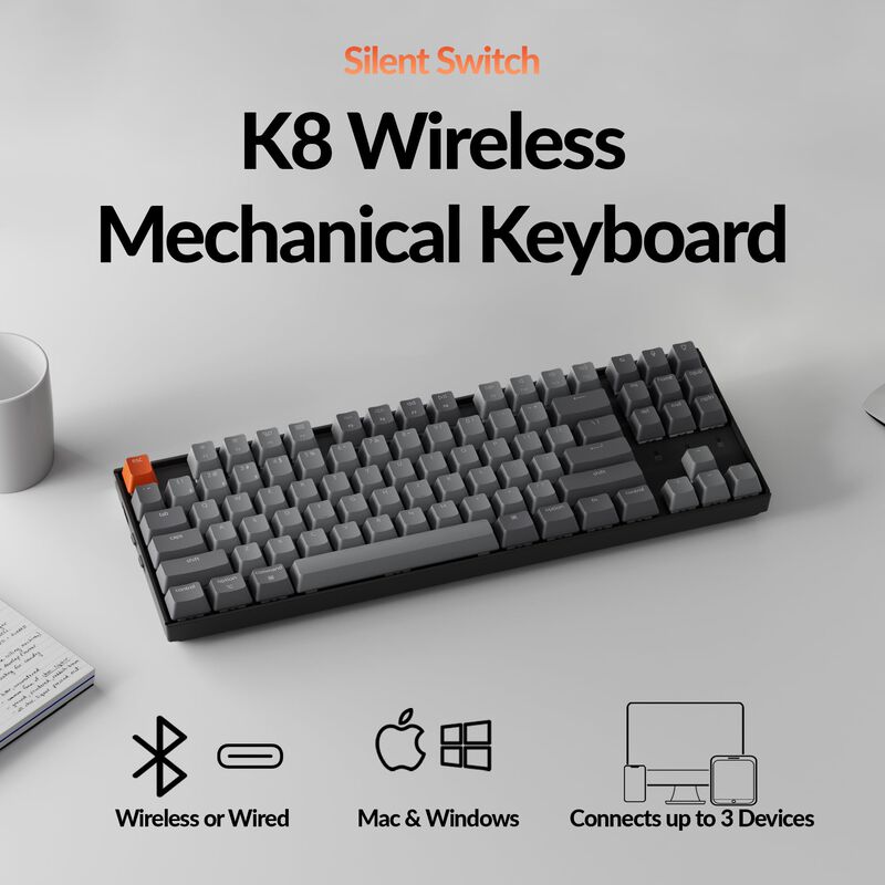 Teclado Mec&aacute;nico Inal&aacute;mbrico Keychron K8 Silent... image number null