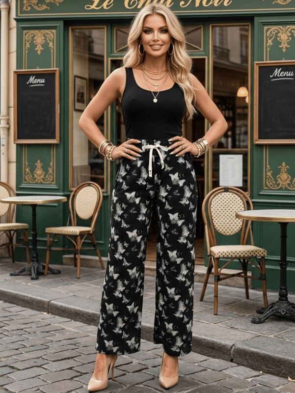 Set De Dos Pantalones De Mujer De Corte Ancho M... image number null