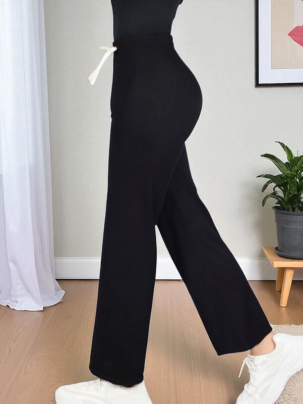 Pants Mujer Anchos Wide Legs Unicolor Acanalado... image number null