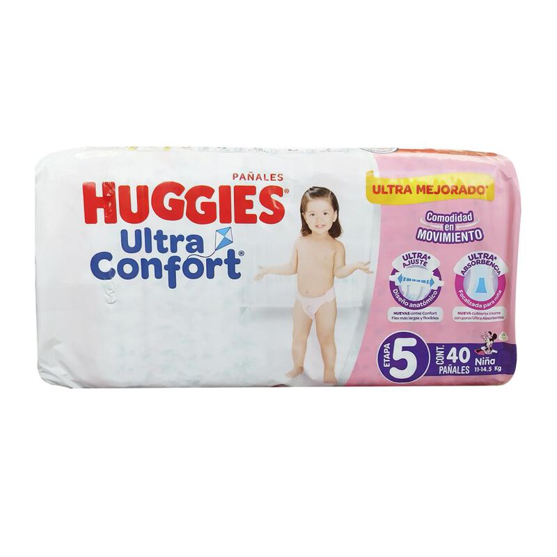 Huggies Ultra Confort Ni&ntilde;a E5 C/40 Pa&ntilde;ales image number null
