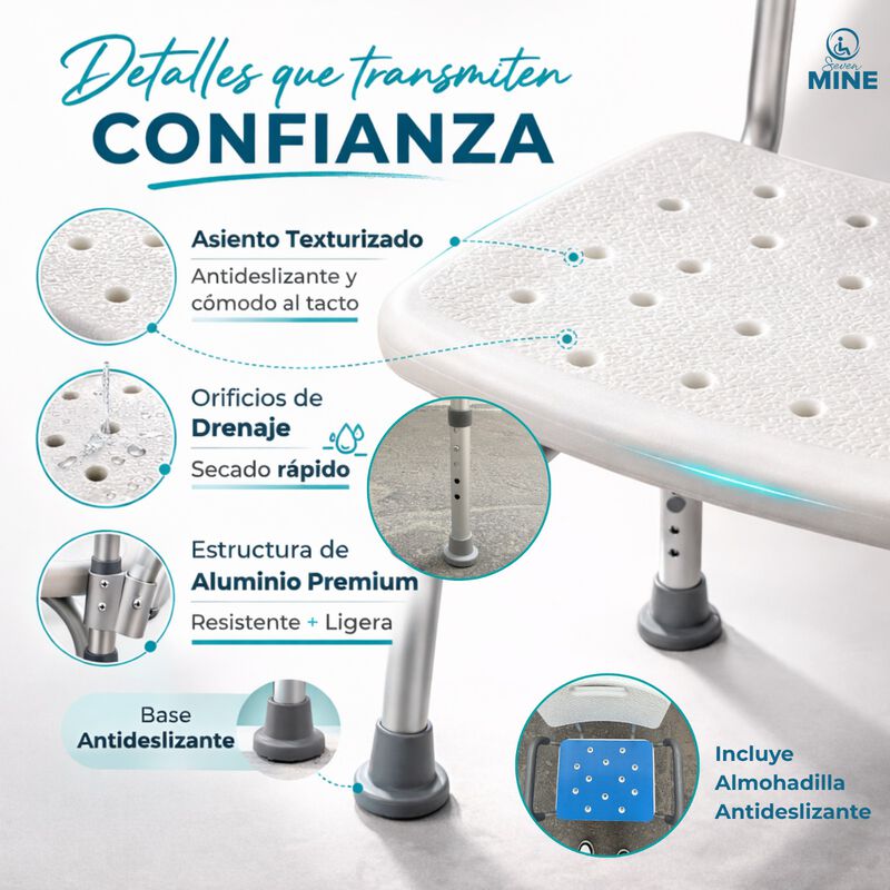 Silla para Ba&ntilde;o Adulto Mayor con Almohadilla SM... image number null