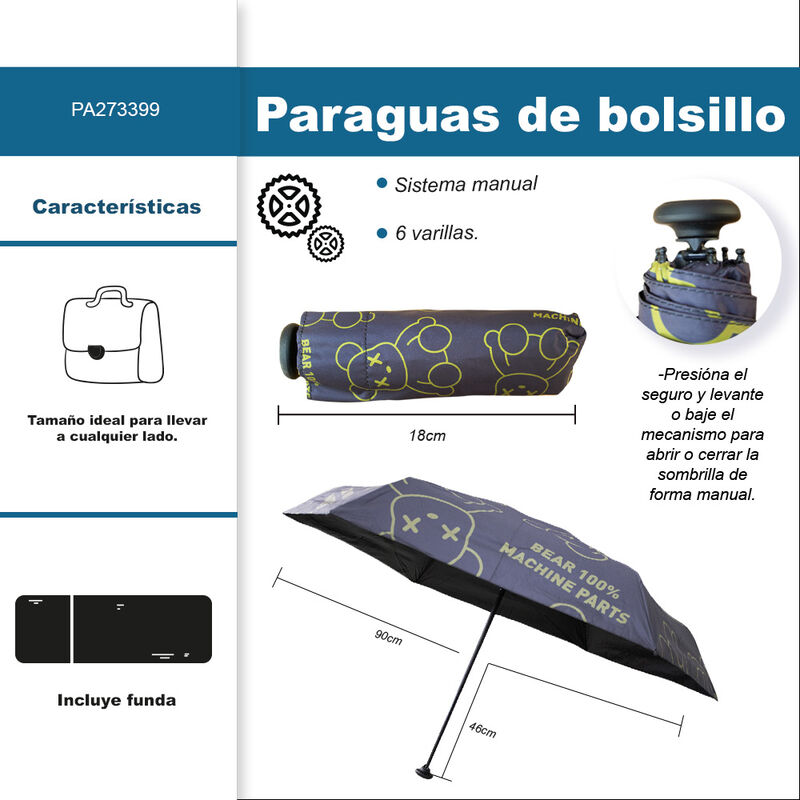 Paraguas de bolsillo Resistente a Vientos y Llu... image number null