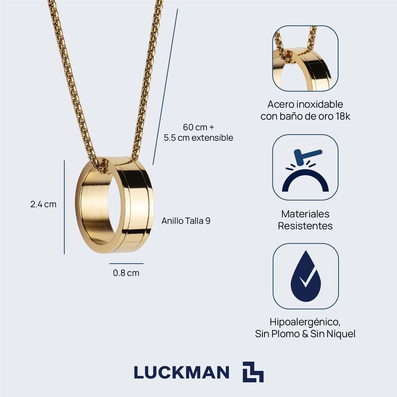 Collar Hombre Anillo Acero Inoxidable, Regalos ... image number null