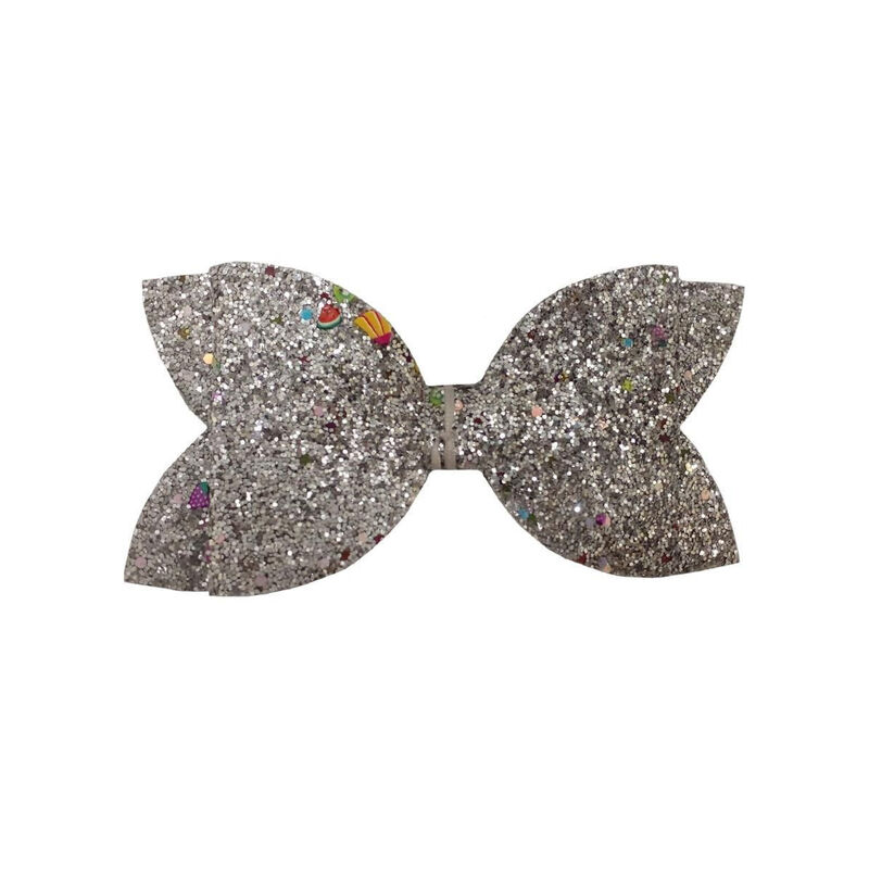 Broche Con Moño Para Cabello Glitter Plateado F... image number null