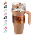 Vaso De Vidrio Tronco 1200 ml Con Pajilla Y Tapa