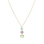 Gargantilla Con Cadena De Plata Dorada 925 Con Zirconias De Colores (42 + 3.5Cm Aprox)