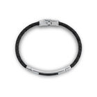 Pulsera De Acero Con Piel En Color Negro