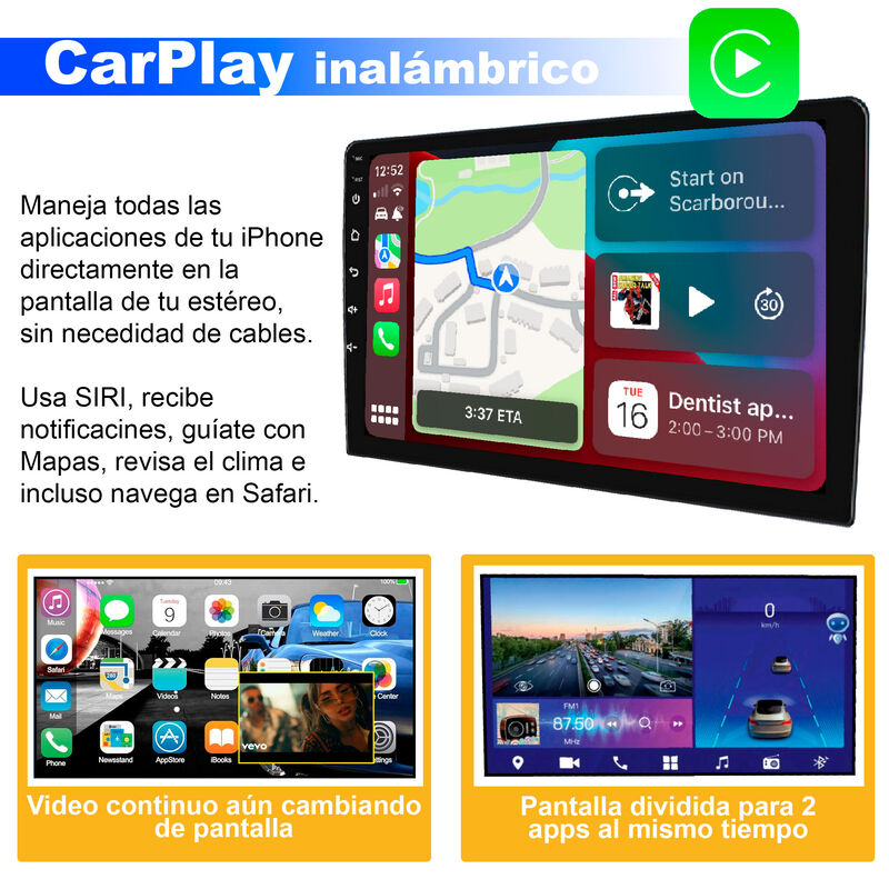 Autoestéreo Vak M709 2 Din 9" Android Carplay C... image number null