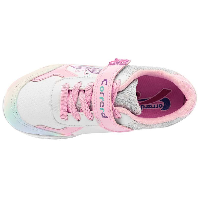 Correrd Tenis urbano para ni&ntilde;a blanco rosa plat... image number null