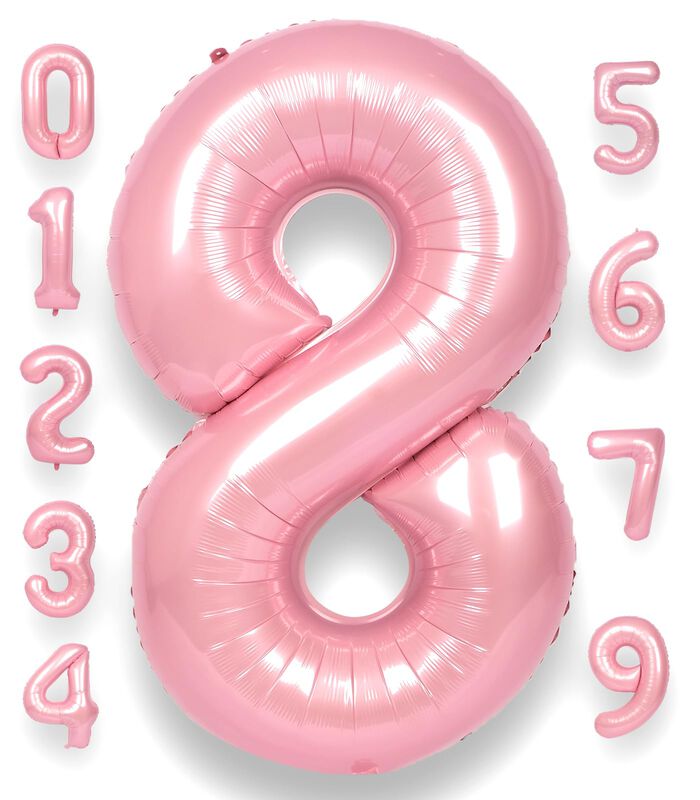 Globo Rainbowq Party N&uacute;mero 8 Rosa Con Degradad... image number null