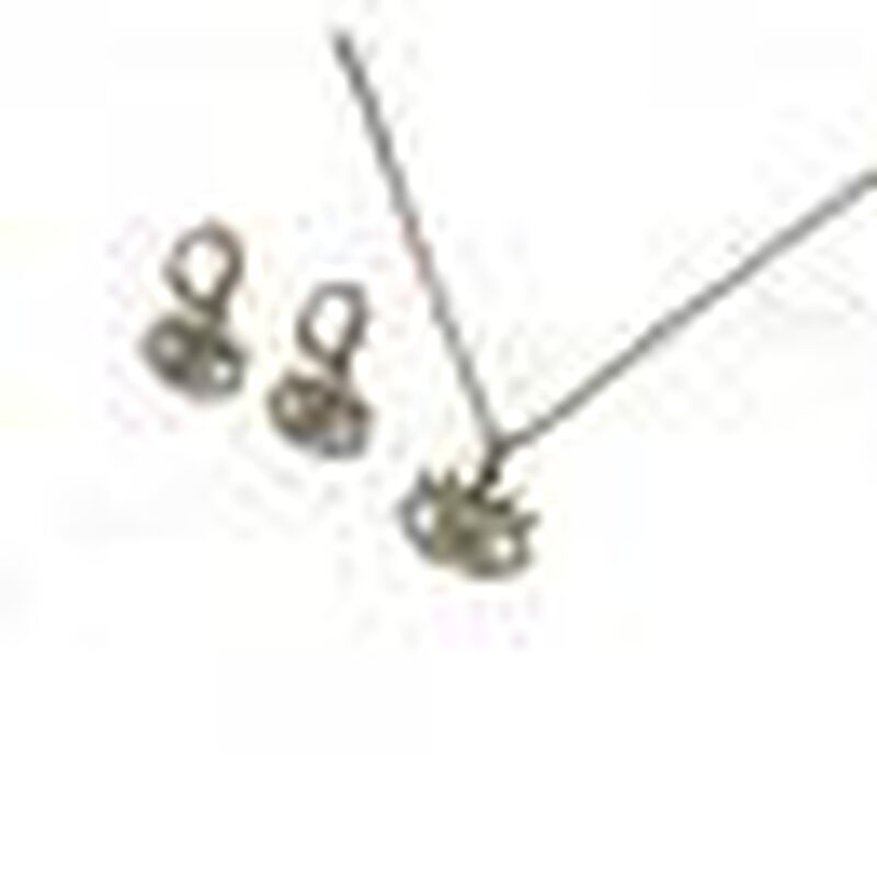 Juego de cadena y aretes de ojito color blanco ... image number null