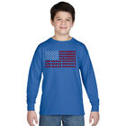 Camiseta De Manga Larga Word Art Para Ni&ntilde;o - God Bless America - Azul Rey